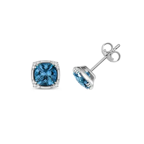 Diamond & CU London Blue Topaz Studs